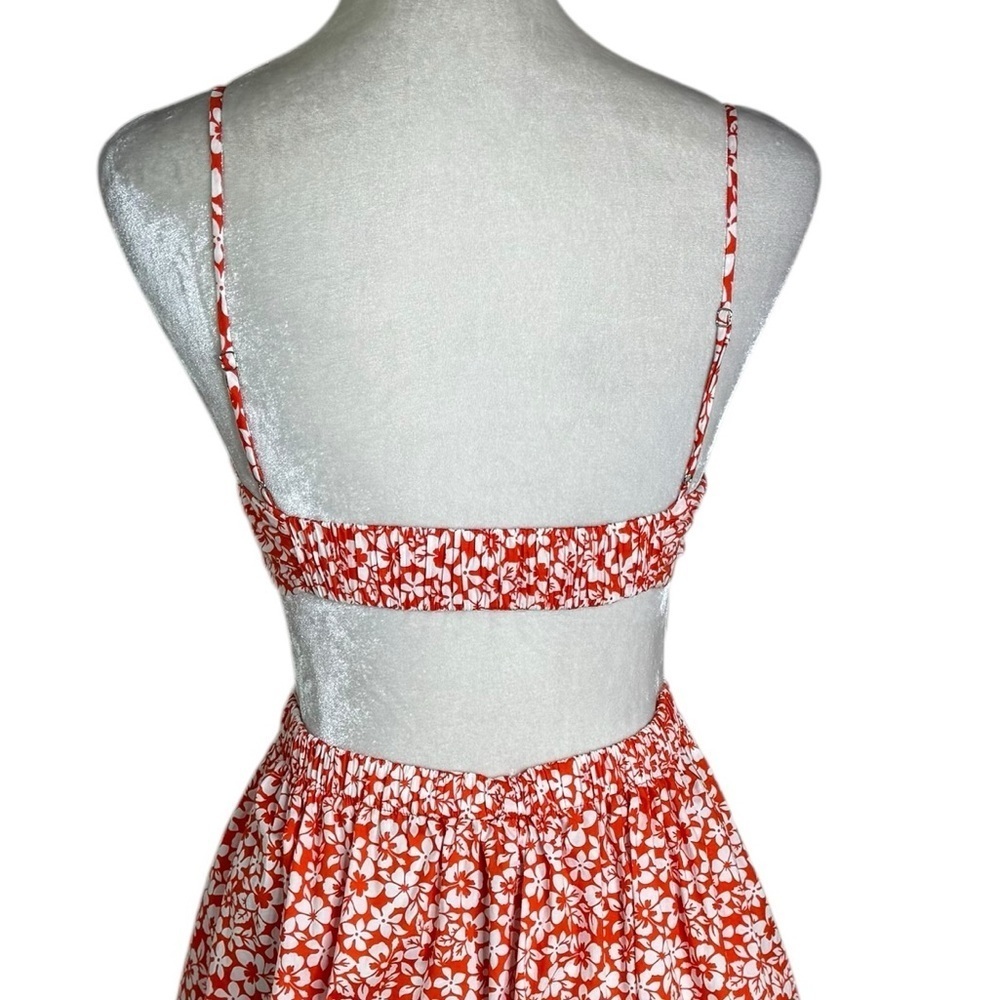 NWT Revolve NIA Open Back Smocked Floral Mini Dress Orange Size S - Picture 7 of 13